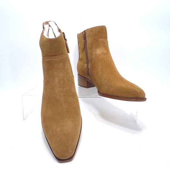 Cole Haan Size 8.5 Suede Ankle Boots NEW Chestnut Brown Leather Block Naia $180 - Picture 6 of 14